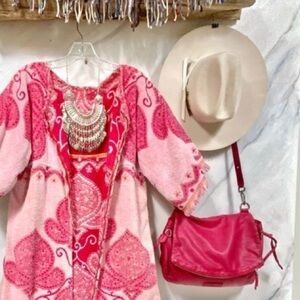 LIEBSKIND Berlin HOT PINK leather crossbody/clutch convertible bag